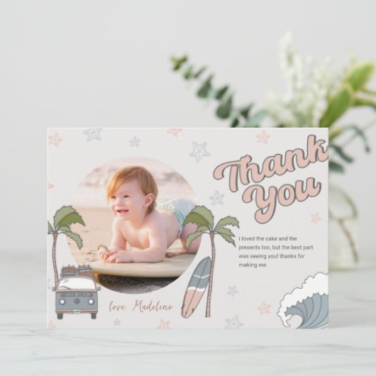 Surf's Up Ocean Geburtstag Danke Karte (Stehend Vorderseite)