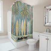 Surf's Up, Pastellstil Personalisiert Duschvorhang (Beispiel)
