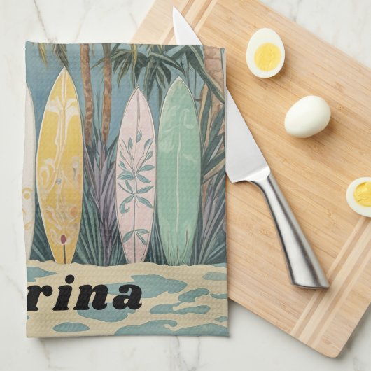 Surf's Up, Pastellstil Personalisiert Geschirrtuch (Viertel Falte)