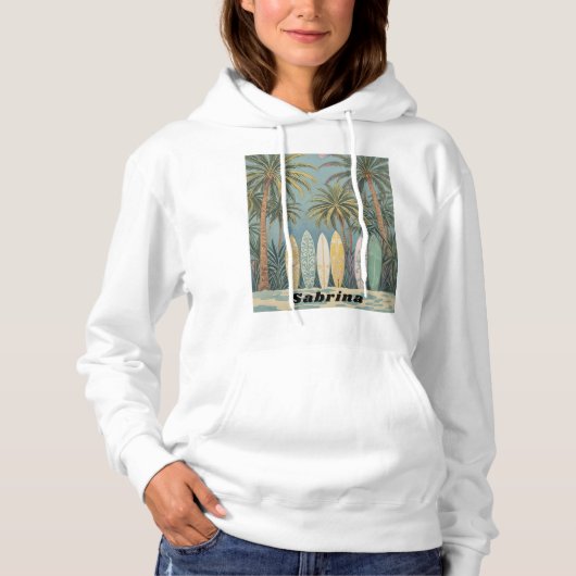 Surf's Up, Pastellstil Personalisiert Hoodie (Vorderseite)