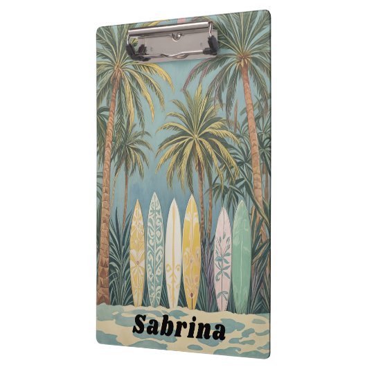 Surf's Up, Pastellstil Personalisiert Klemmbrett (Links)