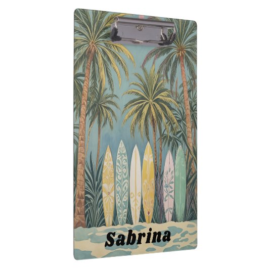Surf's Up, Pastellstil Personalisiert Klemmbrett (Rechts)