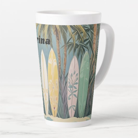 Surf's Up, Pastellstil Personalisiert Milchtasse (Rechte Ecke)