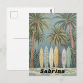 Surf's Up, Pastellstil Personalisiert Postkarte (Vorne/Hinten)