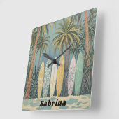 Surf's Up, Pastellstil Personalisiert Quadratische Wanduhr (Winkel)