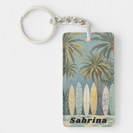 Surf's Up, Pastellstil Personalisiert Schlüsselanhänger (Vorderseite)