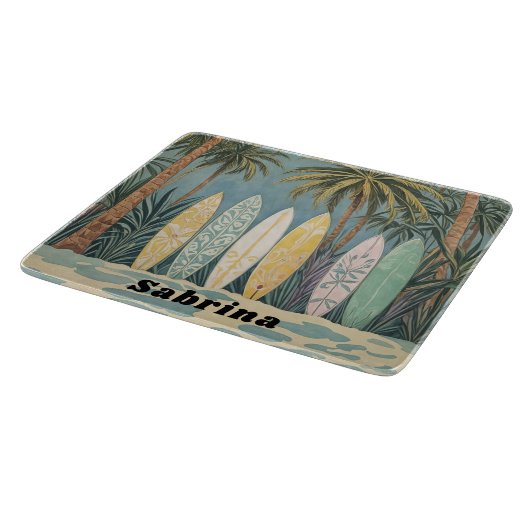 Surf's Up, Pastellstil Personalisiert Schneidebrett (Ecke)