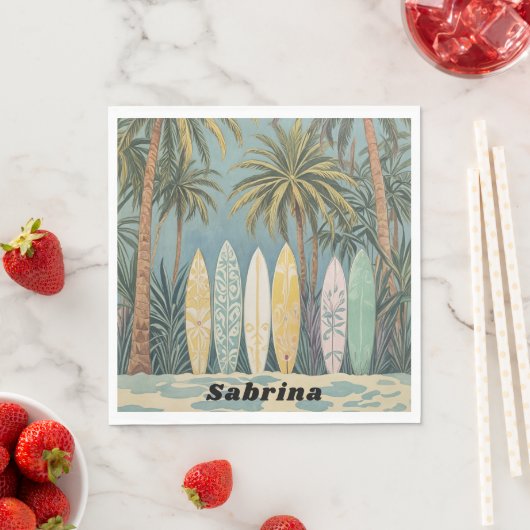 Surf's Up, Pastellstil Personalisiert Serviette (Beispiel)