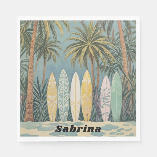 Surf's Up, Pastellstil Personalisiert Serviette (Vorderseite)