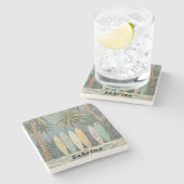 Surf's Up, Pastellstil Personalisiert Steinuntersetzer (Seitenansicht)