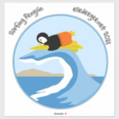 Surf's Up Pinguin Custom-Cut Vinyl Sticker (Blatt)