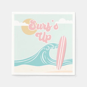 Surfs Up Pink Beach Geburtstag Serviette