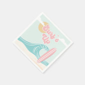 Surfs Up Pink Beach Geburtstag Serviette (Ecke)