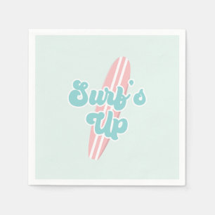 Surfs Up Pink Beach Geburtstag Serviette