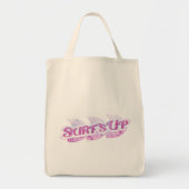 "Surf's Up" pink und lila Surfer Tasche (Vorne)