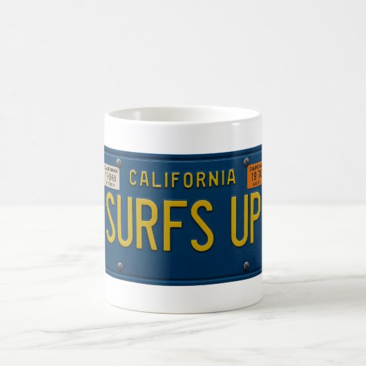 Surfs Up Retro 1969 California License Plate Surf Kaffeetasse (Mittel)