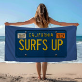 Surfs Up Retro 1969 California License Plate Surf Strandtuch