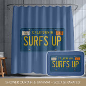 Surfs Up Retro 1969 California Nummernschild Surf Duschvorhang