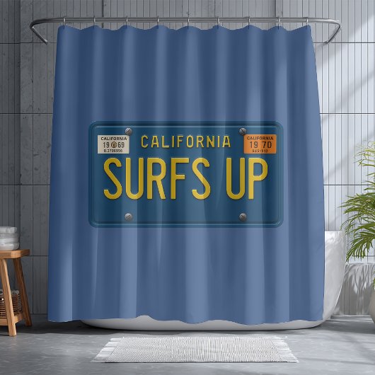 Surfs Up Retro 1969 California Nummernschild Surf Duschvorhang