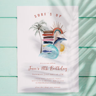 Surf's Up   Retro Sommer-Surf-Geburtstag Einladung