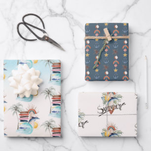 Surf's Up   Retro Sommerstrand Geschenkpapier Set