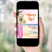 Surf's up Retro Strand Surfboard Rosa Geburtstag Einladung