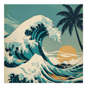 Surf's Up Retro Wave Design Classic California Poster