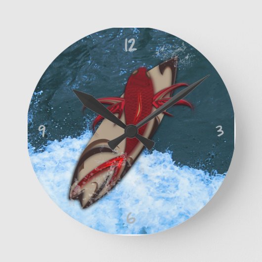 Surf's Up Round Clock Runde Wanduhr (Vorderseite)