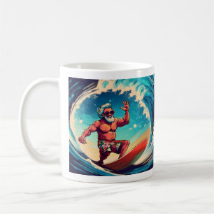 Surf's Up, Santa: Tropical Wave Rider Vibes" Kaffeetasse