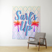 Surf's Up Sommer Sonnenuntergang Palmen Bäume Wandteppich (Beispiel)