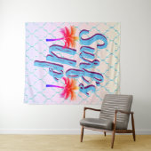 Surf's Up Sommer Sonnenuntergang Palmen Bäume Wandteppich (Beispiel (Horizontal))