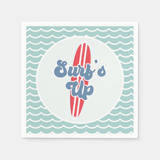 Surfs Up Strandgeburtstag Serviette (Vorderseite)