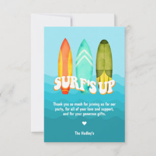Surfs Up Surfboard Geburtstags Dankeschön Karte