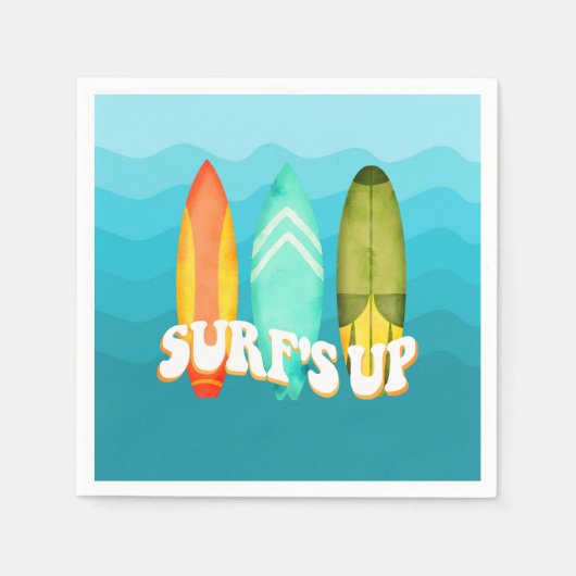 Surfs Up Surfboard Geburtstagsfeier Serviette (Vorderseite)