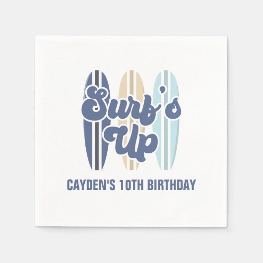 Surf's Up Surfboard Strand Geburtstag Serviette (Vorderseite)