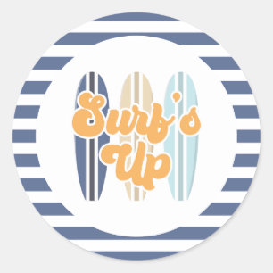 Surf's Up Surfboard Strand Geburtstagsklassiker ru Runder Aufkleber