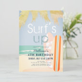 Surf's Up Surfboards Beach Girl Geburtstag Einladung (Stehend Vorderseite)