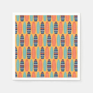 Surfs Up Surfboards Orange Blaue Sommer Geburtstag Serviette