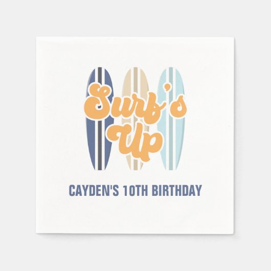 Surf's Up Surfbrett Beach Geburtstag Classic Runde Serviette (Vorderseite)