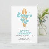 Surf's Up Surfbrett Strand Geburtstag Einladung (Stehend Vorderseite)
