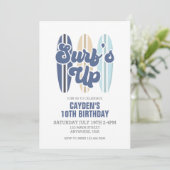 Surf's Up Surfbrett Strand Geburtstag Einladung (Stehend Vorderseite)