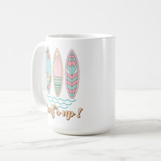 Surf's Up Surfbretter Summer Beach Life Kaffeetasse (Vorderseite Links)