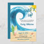 Surf's Up Surfer Beach zum Geburtstag Einladung (Vorne/Hinten)