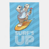 Surf's Up Surfpolar Bär mit Cocktail Cartoon Geschirrtuch (Vertikal)