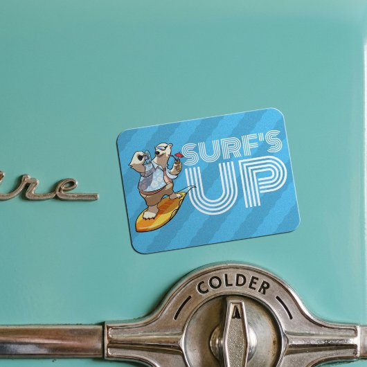 Surf's Up Surfpolar Bär mit Cocktail Cartoon Magnet