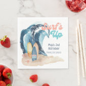 Surf's Up | Tropical Beach Surfing Kids Birthday  Serviette (Beispiel)