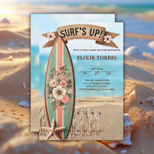 Surf's Up Vintag Floral Baby Dusche Einladung
