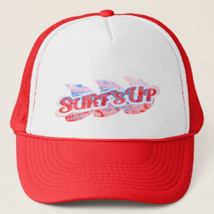 "Surf's Up" zwei Töne, blau, rot und weiß Truckerkappe