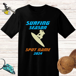 Surfsaison - Surfer und Spot Name Blau Design T-Shirt
