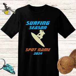 Surfsaison - Surfer und Spot Name Blau Design T-Shirt